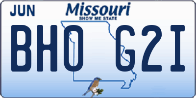 MO license plate BH0G2I