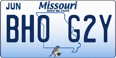 MO license plate BH0G2Y