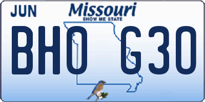 MO license plate BH0G3O