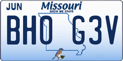 MO license plate BH0G3V