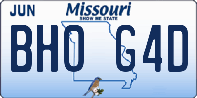 MO license plate BH0G4D