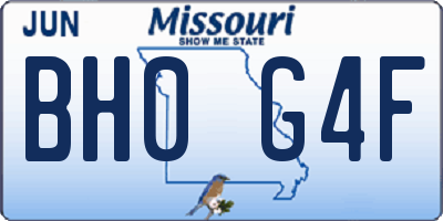 MO license plate BH0G4F