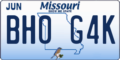 MO license plate BH0G4K