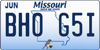 MO license plate BH0G5I