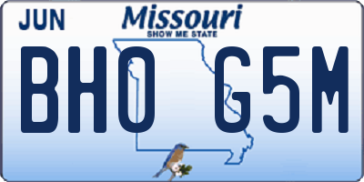MO license plate BH0G5M