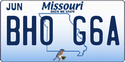 MO license plate BH0G6A