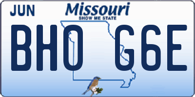 MO license plate BH0G6E