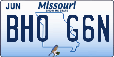 MO license plate BH0G6N