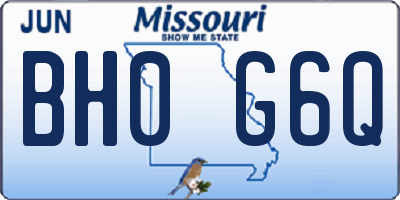 MO license plate BH0G6Q