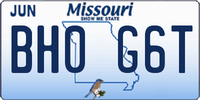MO license plate BH0G6T
