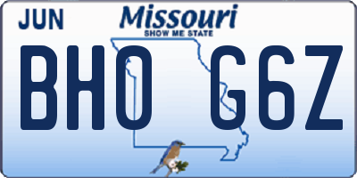 MO license plate BH0G6Z
