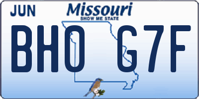 MO license plate BH0G7F
