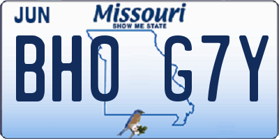 MO license plate BH0G7Y