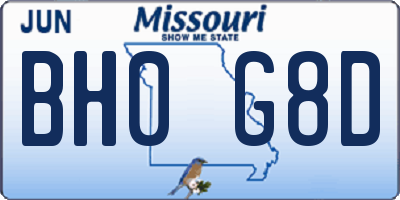 MO license plate BH0G8D