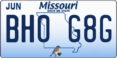 MO license plate BH0G8G