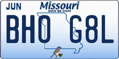MO license plate BH0G8L