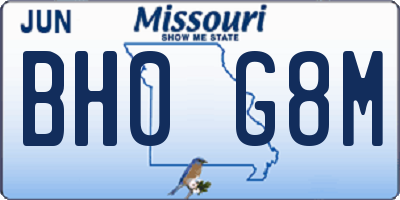 MO license plate BH0G8M
