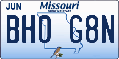 MO license plate BH0G8N
