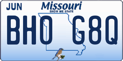 MO license plate BH0G8Q