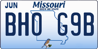 MO license plate BH0G9B