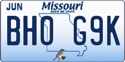 MO license plate BH0G9K
