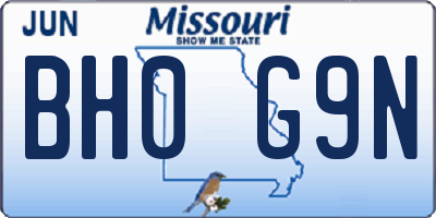 MO license plate BH0G9N