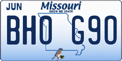 MO license plate BH0G9O