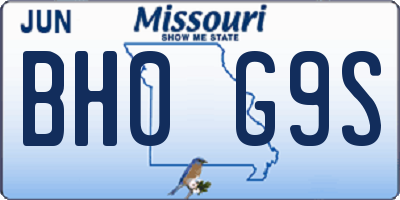 MO license plate BH0G9S