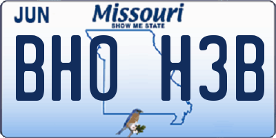MO license plate BH0H3B