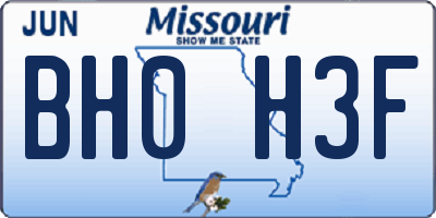 MO license plate BH0H3F