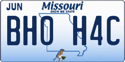 MO license plate BH0H4C