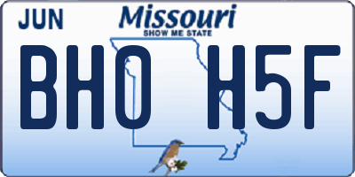 MO license plate BH0H5F