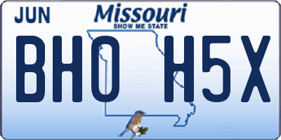 MO license plate BH0H5X