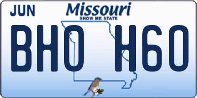 MO license plate BH0H6O