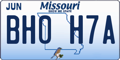 MO license plate BH0H7A
