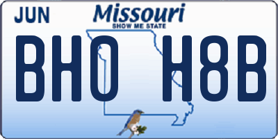 MO license plate BH0H8B