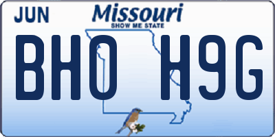 MO license plate BH0H9G