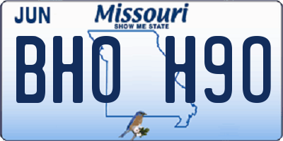 MO license plate BH0H9O