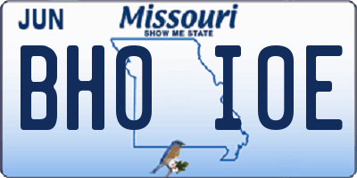 MO license plate BH0I0E
