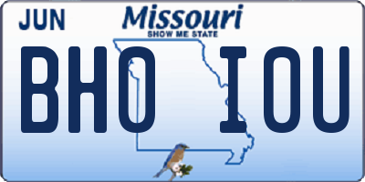 MO license plate BH0I0U