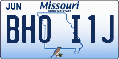 MO license plate BH0I1J