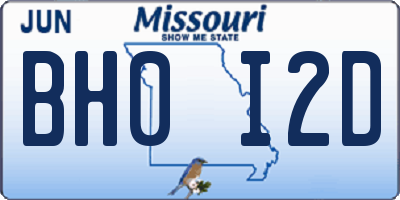 MO license plate BH0I2D