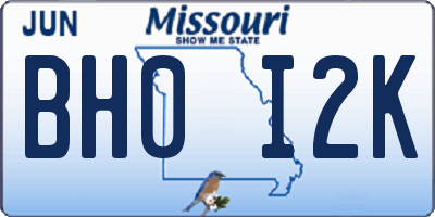 MO license plate BH0I2K