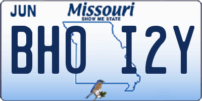 MO license plate BH0I2Y