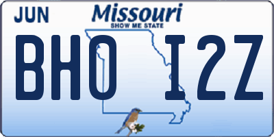 MO license plate BH0I2Z