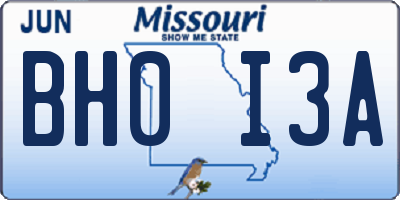 MO license plate BH0I3A
