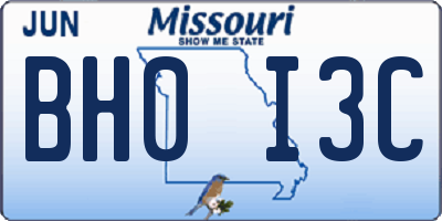 MO license plate BH0I3C