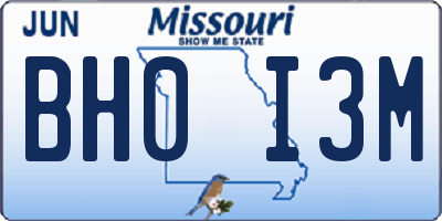 MO license plate BH0I3M