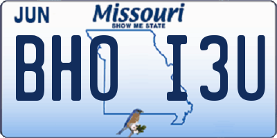MO license plate BH0I3U