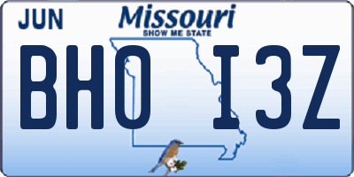 MO license plate BH0I3Z